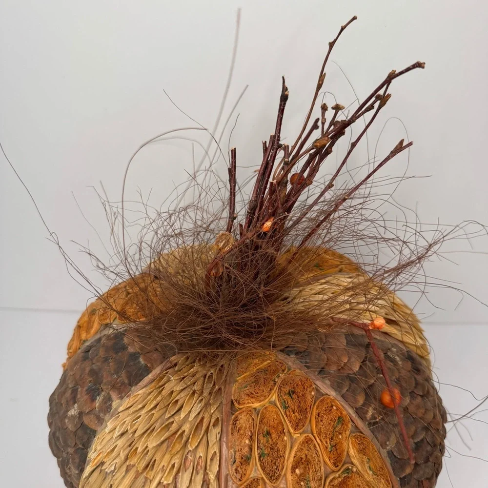Set of 2 Decorative Pumpkins for Fall & Thanksgiving Tabletop Centerpiece Decor